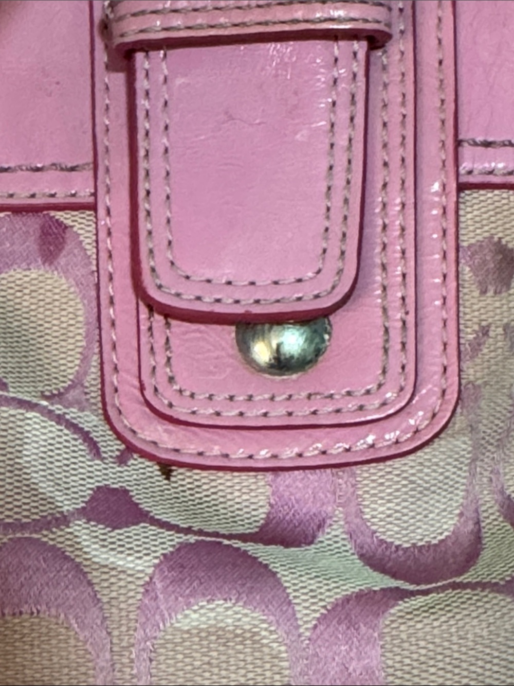 Coach Y2K Barbie Pink Signature Canvas Tote with Leather Trim (F15047) - Picture 11 of 16